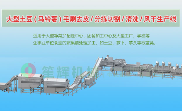 霸州连续式土豆去皮清洗切割风干生产线